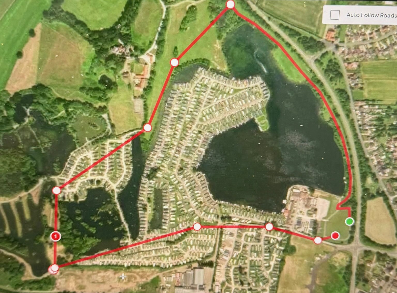 Map of The Vermuyden 10k and 5k course route through 7 Lakes Country Park